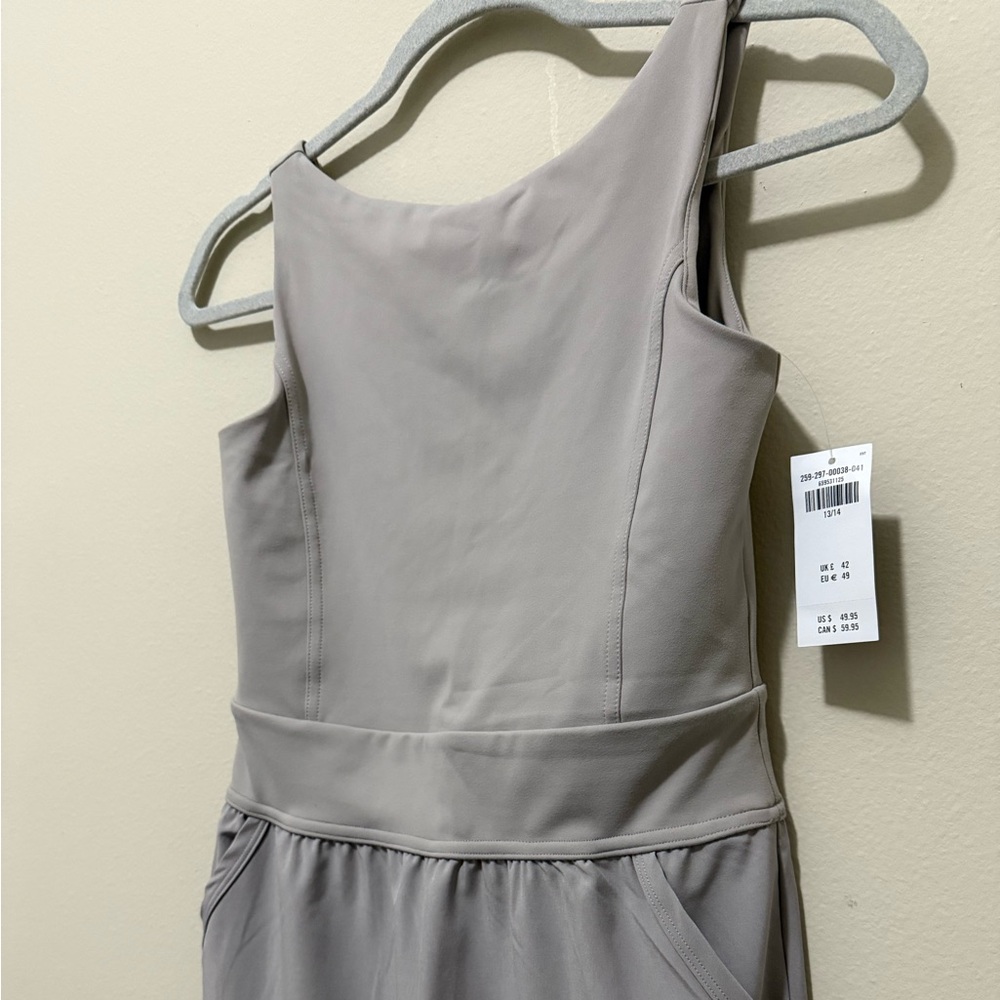 Abercrombie ypb mixed fabric jumpsuit Size 13/14 light taupe - Picture 9 of 9